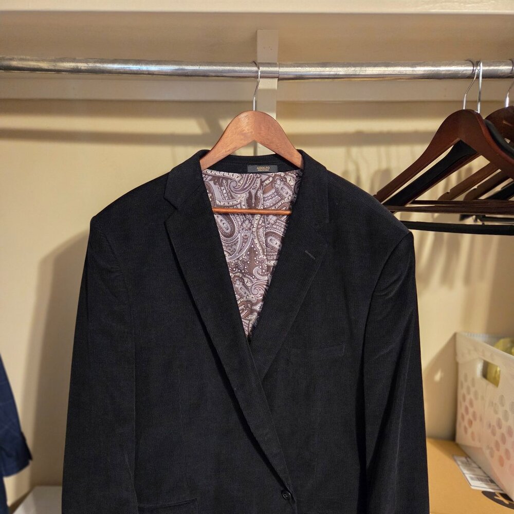 Adolfo Black Corduroy Blazer 50L